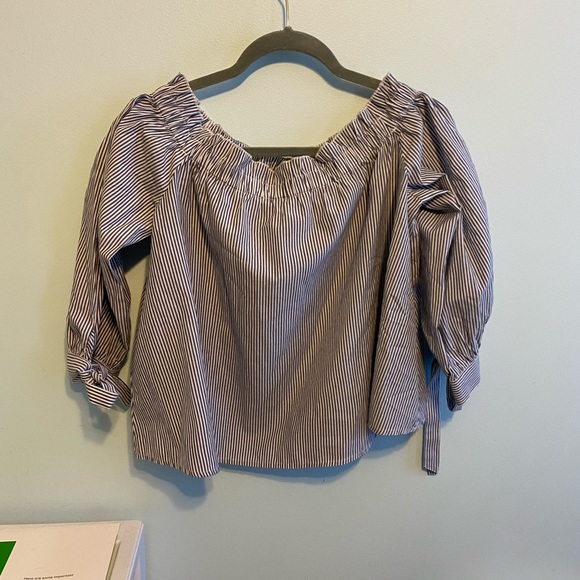 american eagle off the shoulder striped blouse - Picture 2 of 4